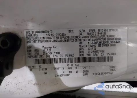 2016 Ford Focus Se from USA, damaged, VIN 1FADP3K25GL367441